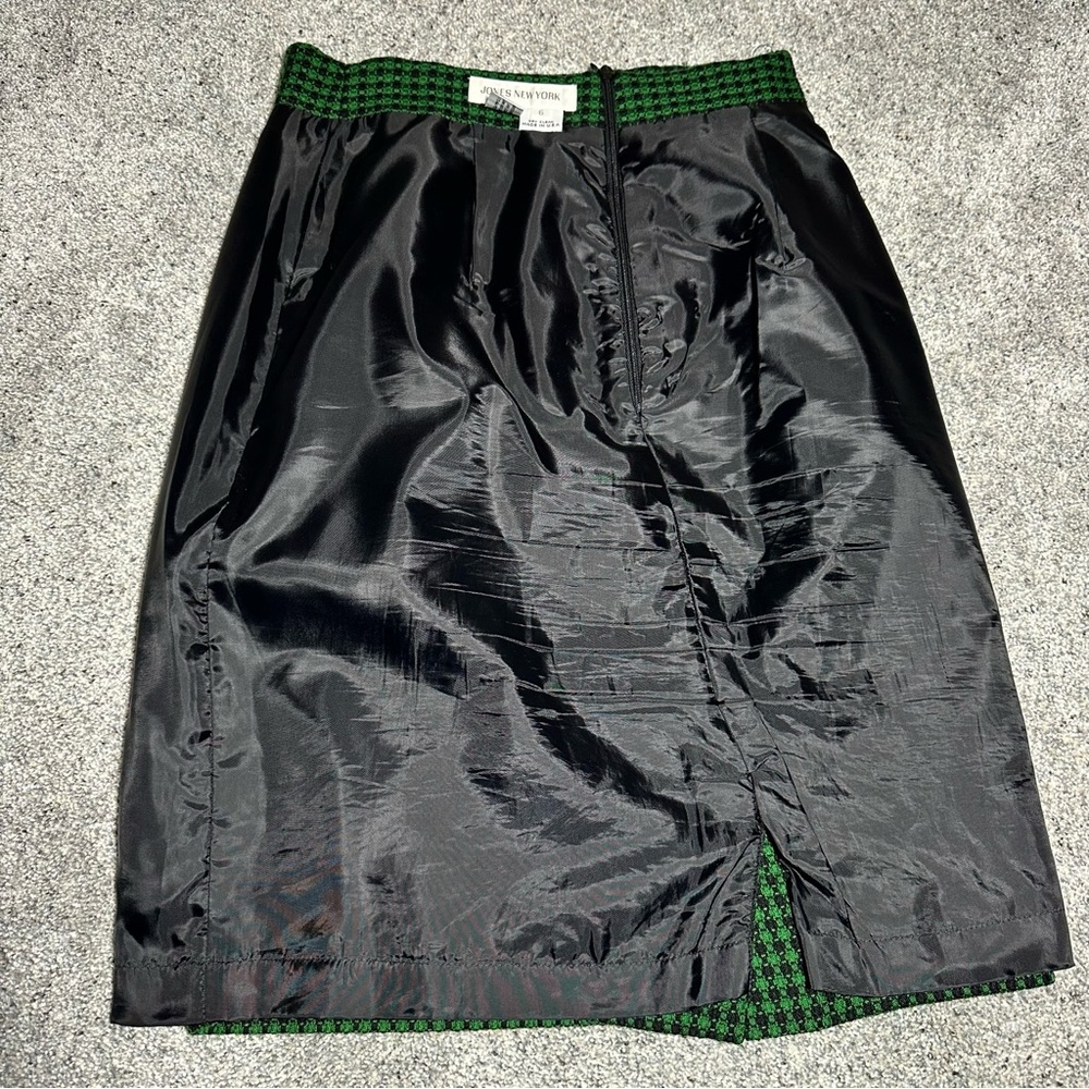 VINTAGE Jones New York 100% Wool Pencil Skirt, Green/Black - Womens 6 - Picture 8 of 9